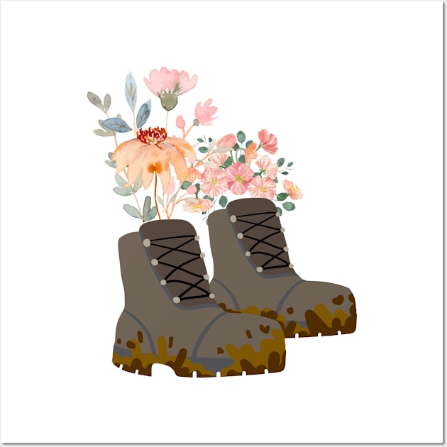 Hiking boots with wildflowers Wall Art by Chavjo Mir11